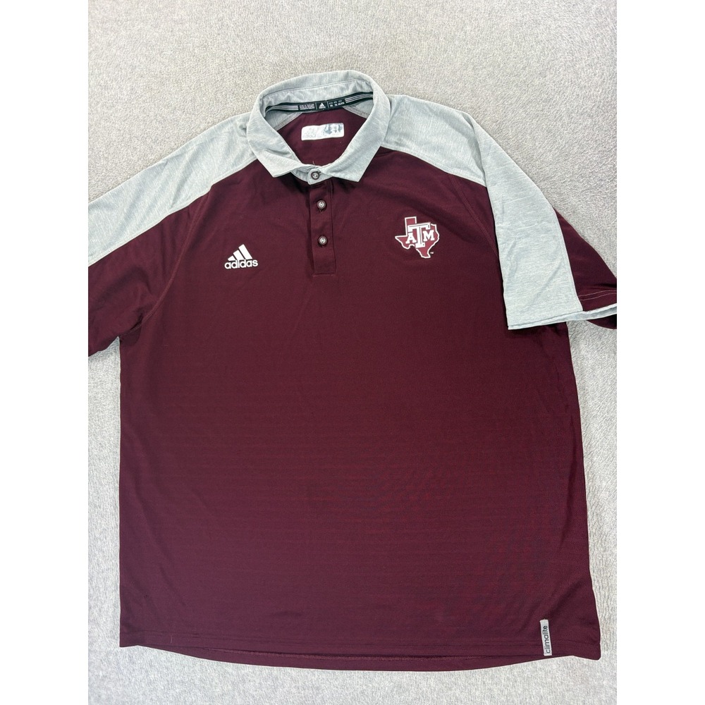 Texas A&M Aggies Adidas Screened Logo Campus Polo Shirt (Men's 2XL) Maroon